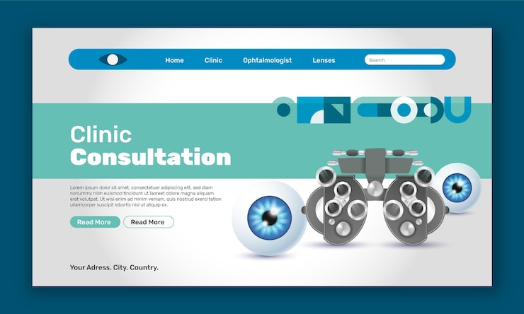 Vector gratuito plantilla de página de destino de oftalmólogo realista