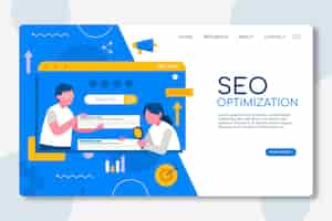 Vector gratuito plantilla de página de destino de optimización seo