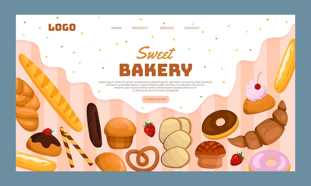 Vector gratuito plantilla de página de destino de panadería mínima