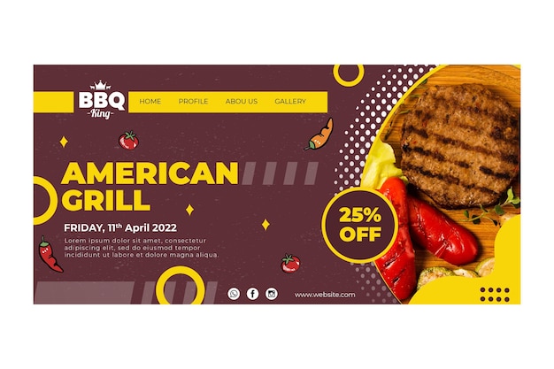 Vector gratuito plantilla de página de destino de parrilla americana