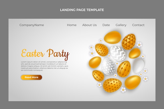 Vector gratuito plantilla de página de destino de pascua realista
