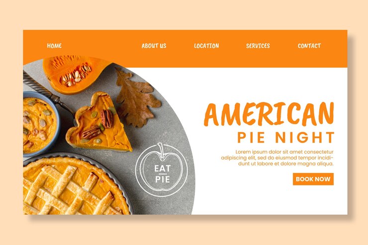 Vector gratuito plantilla de página de destino de pastel americano