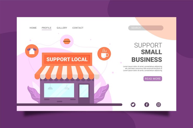 Vector gratuito plantilla de página de destino para pequeñas empresas