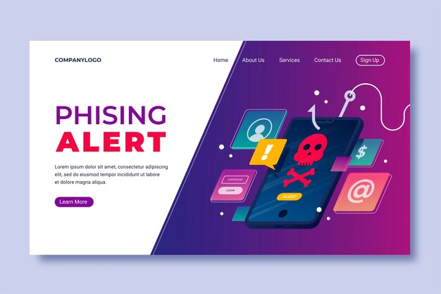 Plantilla de página de destino con phishing móvil