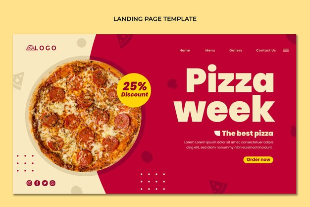 Plantilla de página de destino de pizza plana