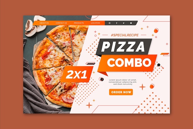 Vector gratuito plantilla de página de destino de pizza