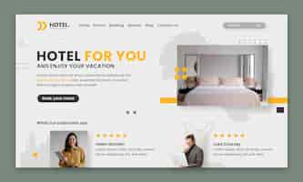 Vector gratuito plantilla de página de destino plana para alojamiento en hotel