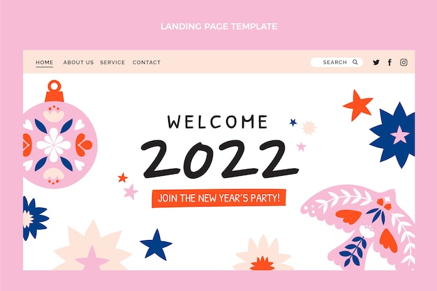 Vector gratuito plantilla de página de destino plana de año nuevo