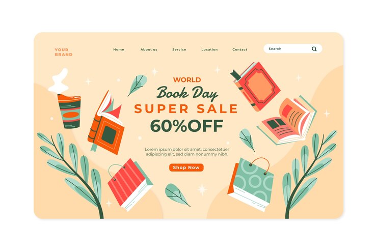Vector gratuito plantilla de página de destino plana para la celebración del día mundial del libro