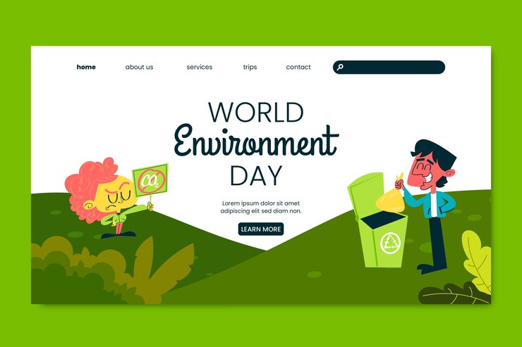 Vector gratuito plantilla de página de destino plana para la celebración del día mundial del medio ambiente