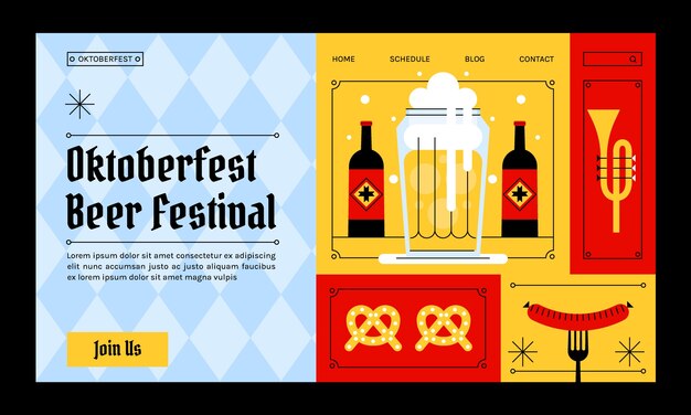 Plantilla de página de destino plana para la celebración del oktoberfest