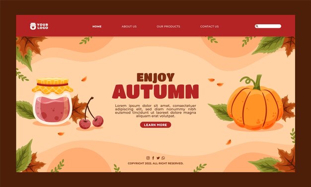 Vector gratuito plantilla de página de destino plana para celebración de otoño