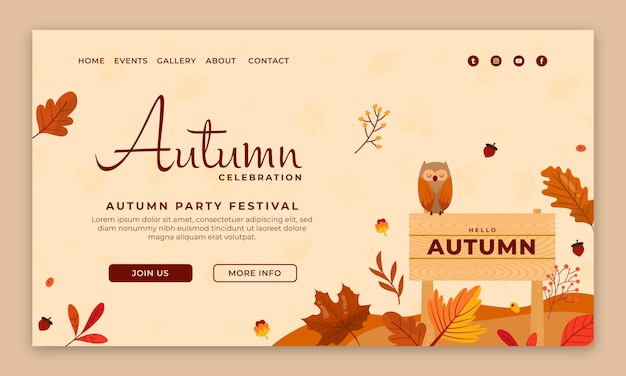 Plantilla de página de destino plana para celebración de otoño