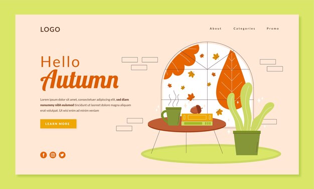 Plantilla de página de destino plana para celebración de otoño