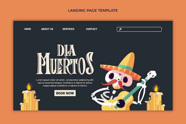 Vector gratuito plantilla de página de destino plana de dia de muertos