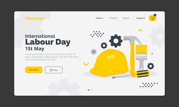 Vector gratuito plantilla de página de destino plana del día del trabajo
