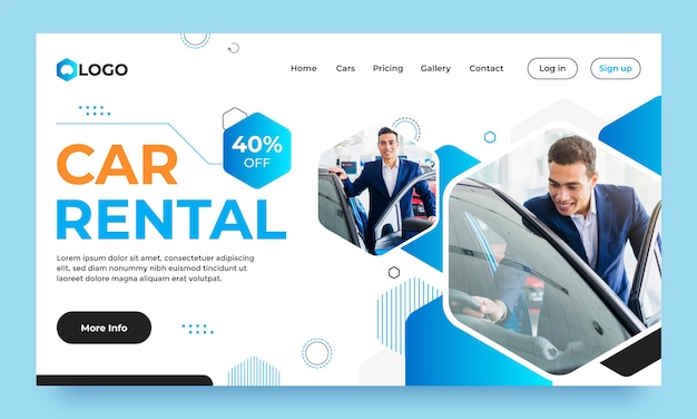 Vector gratuito plantilla de página de destino plana para empresa de alquiler de coches