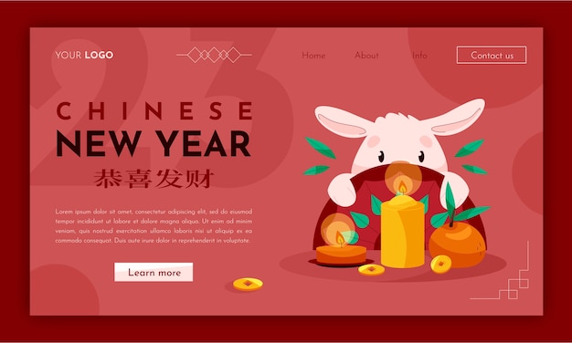 Vector gratuito plantilla de página de destino plana para el festival del año nuevo chino