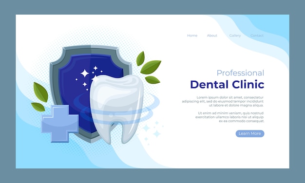 Vector gratuito plantilla de página de destino plana para negocios de clínicas dentales