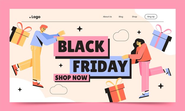 Plantilla de página de destino plana para la venta del viernes negro