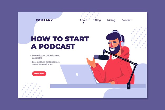 Plantilla de página de destino de podcast