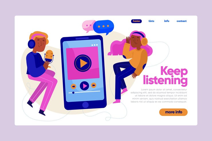 Vector gratuito plantilla de página de destino de podcast