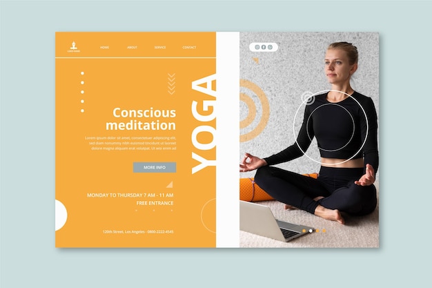 Vector gratuito plantilla de página de destino de práctica de yoga