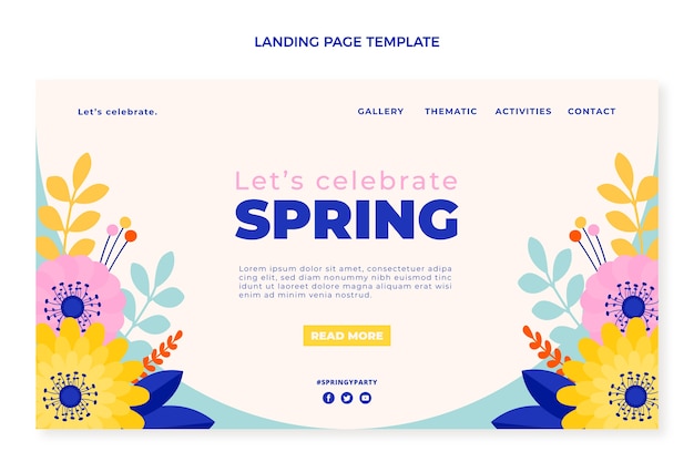 Vector gratuito plantilla de página de destino de primavera plana