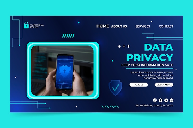 Vector gratuito plantilla de página de destino de privacidad de datos degradados