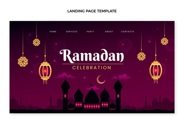 Plantilla de página de destino de ramadán degradado