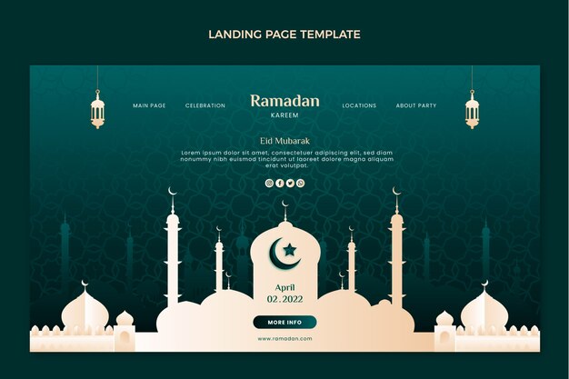 Plantilla de página de destino de ramadán degradado