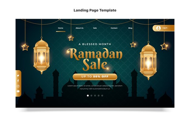 Plantilla de página de destino de ramadán realista