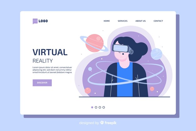 Plantilla de página de destino de realidad virtual