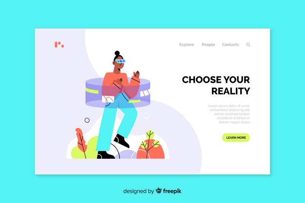 Plantilla de página de destino de realidad virtual