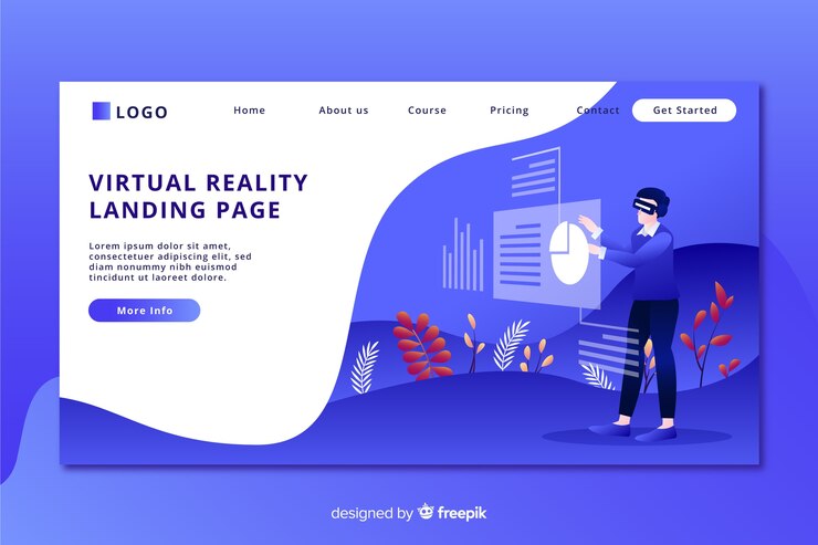 Vector gratuito plantilla de página de destino de realidad virtual