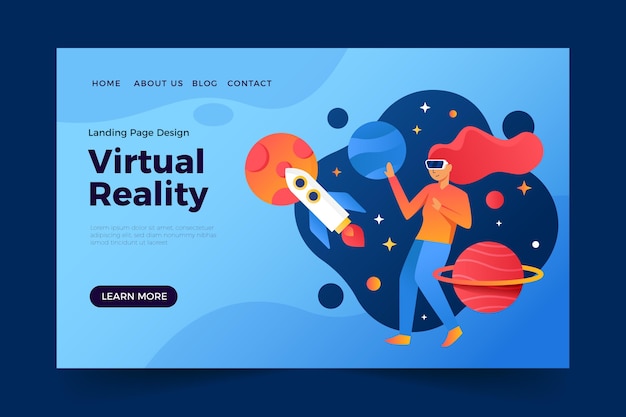 Vector gratuito plantilla de página de destino de realidad virtual