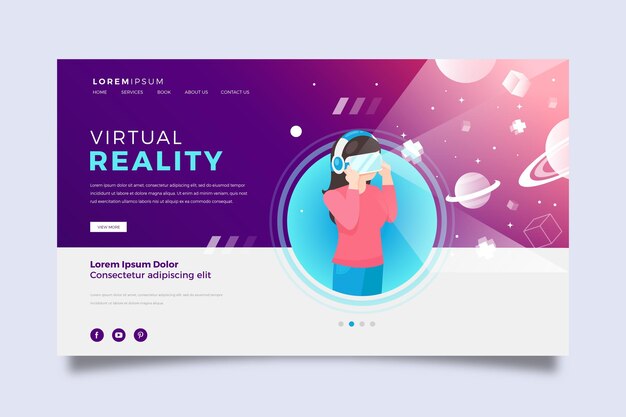 Plantilla de página de destino de realidad virtual