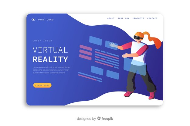 Plantilla de página de destino de realidad virtual