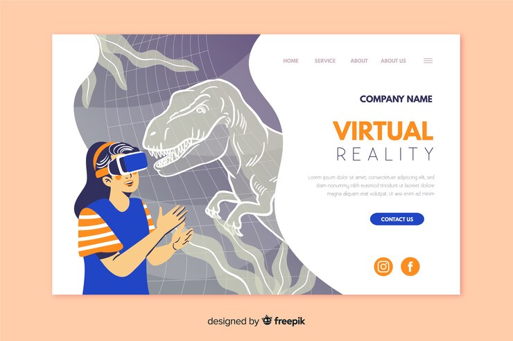 Vector gratuito plantilla de página de destino de realidad virtual