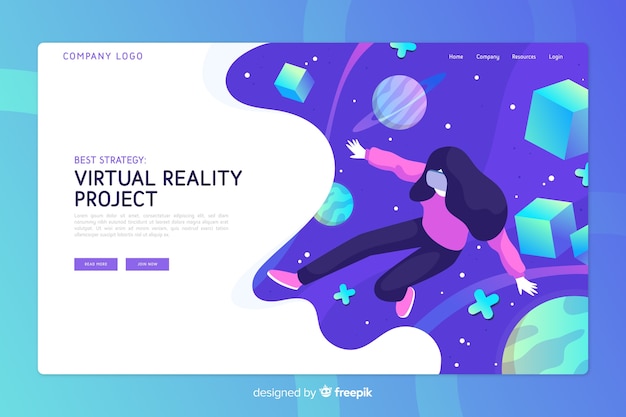 Plantilla de página de destino de realidad virtual