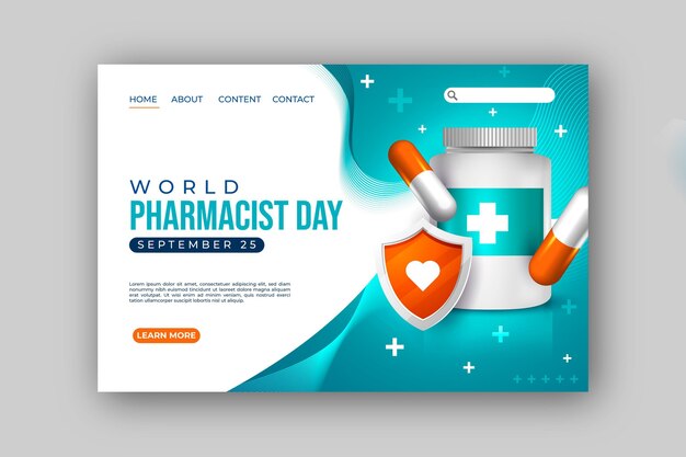 Plantilla de página de destino realista del día del farmacéutico