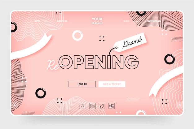 Vector gratuito plantilla de página de destino de reapertura de la empresa