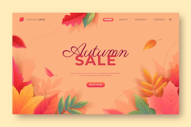 Plantilla de página de destino de rebajas de otoño degradado