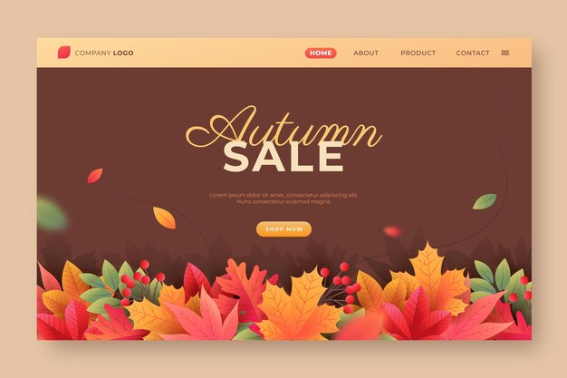 Plantilla de página de destino de rebajas de otoño degradado
