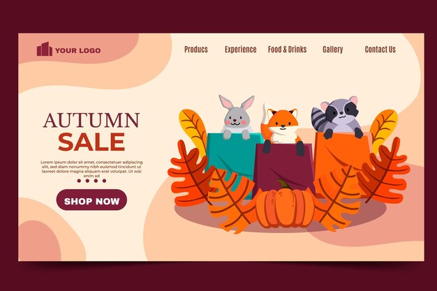 Plantilla de página de destino de rebajas de otoño