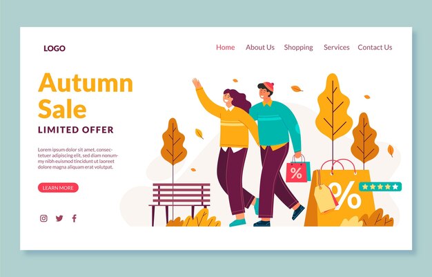Plantilla de página de destino de rebajas de otoño