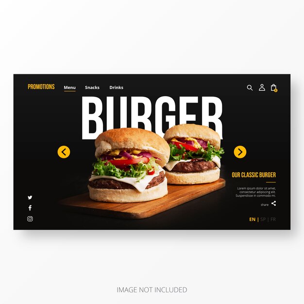 Plantilla de página de destino de restaurante americano