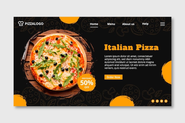 Vector gratuito plantilla de página de destino para restaurante de comida italiana