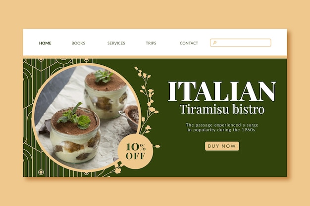 Vector gratuito plantilla de página de destino de restaurante italiano