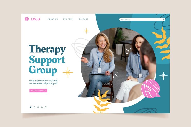 Vector gratuito plantilla de página de destino de salud mental con foto